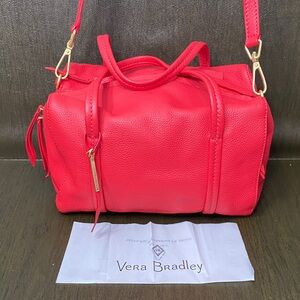 Vera Bradley  Red Pebbled Leather Large Handbag/Satchel/ Crossbody Like New!